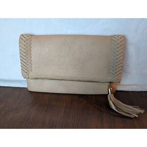 Nordstrom Sole Society Moda Luxe taupe leather clutch